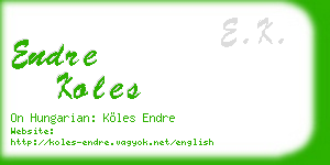 endre koles business card