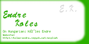 endre koles business card